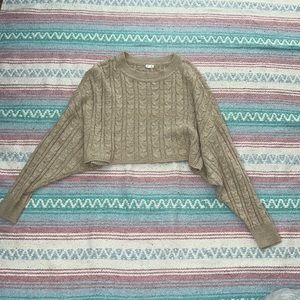 Garage beige cropped long-sleeve sweater